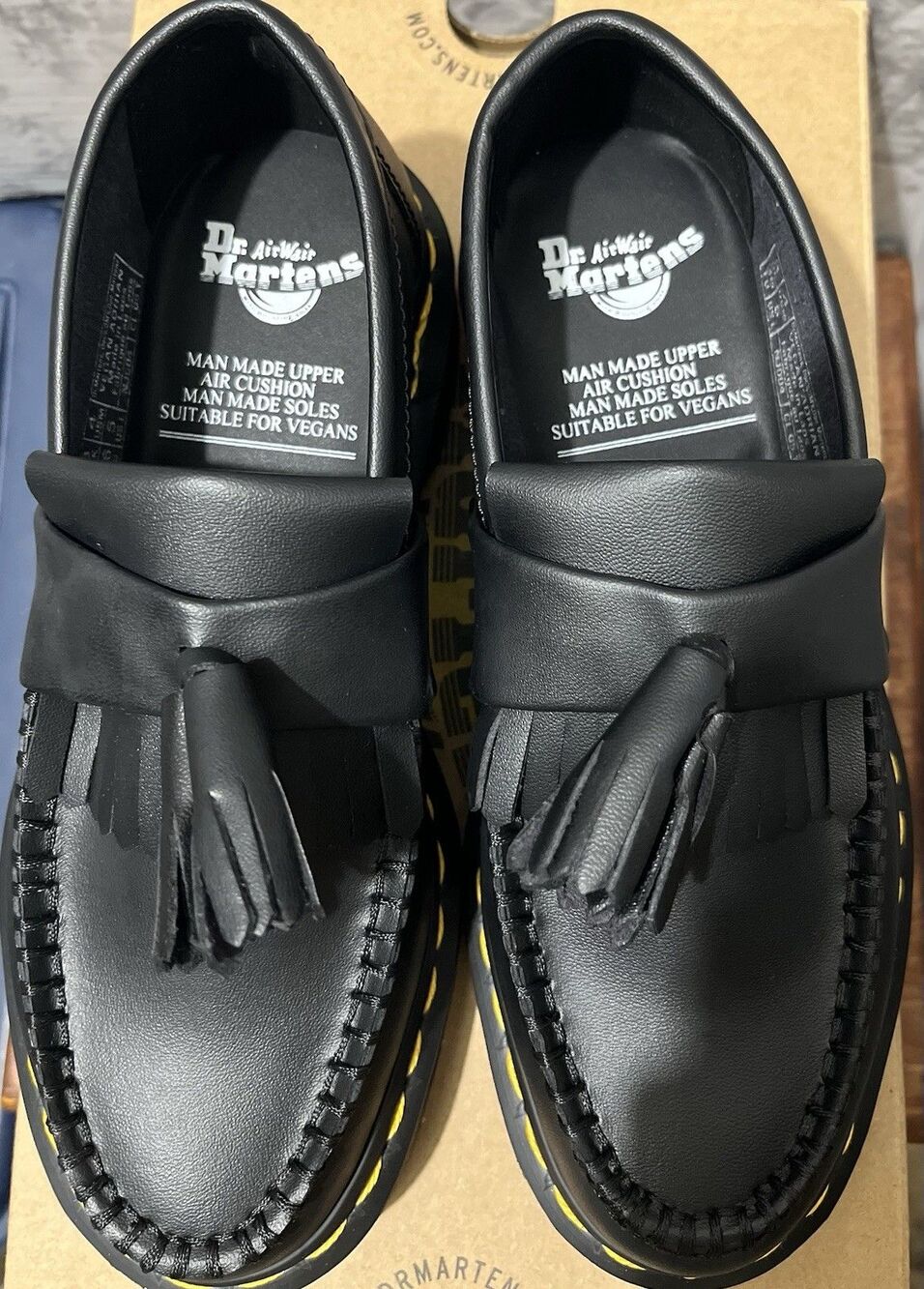 NWT Dr Martens Vegan Adrian Felix Tassel Loafer Shoes Womens 5 Black Menwear Y2K